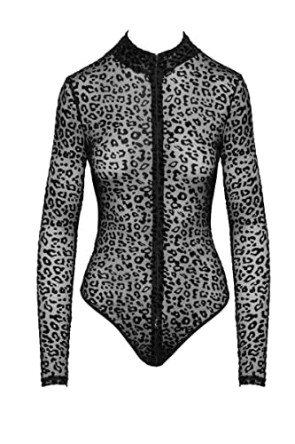 Noir Handmade Leopardenflock Body F287 mit Langen Ärmeln M