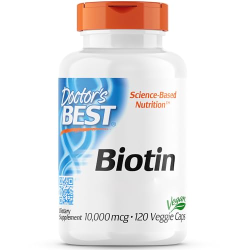 Doctor's Best Biotin, 10000mcg (10mg), hochdosiert, 120 vegane Kapseln, Laborgeprüft, Glutenfrei, Sojafrei, Vegetarisch, Ohne Gentechnik, für Haare und Haut