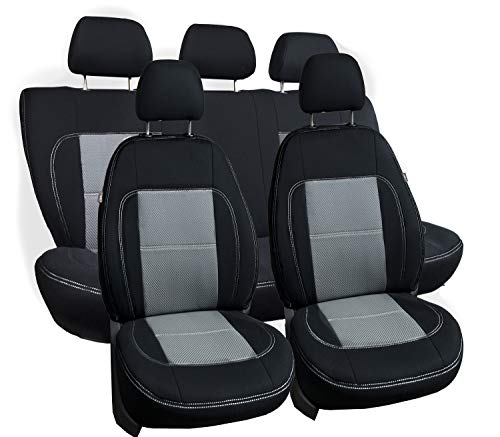 ERJOT Autositzbezüge kompatibel mit VW Caddy 2K III Grau maßgefertigte modellspezifische Sitzbezüge Komplett Set