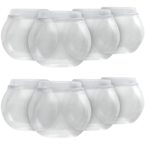 BLUESKY Klassische transparente runde Kunststoff-Moussebecher mit Deckel, 200 ml, einzigartiges und wiederverwendbares Design, perfekt für Partys, Hochzeiten und Catering-Events