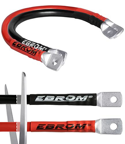 EBROM Batteriekabel rot und schwarz 12V Wunschlänge von 30cm bis 5m – Querschnitt: 25 mm² für Stromstärken bis 108A mit 2 x M8 Kabelschuh/Ringösen für Versorgungsbatterien und Traktionsbatterien 25mm2