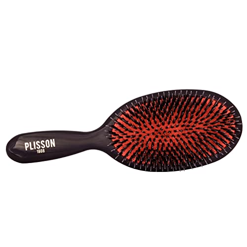Plisson - Pneumatische Haarbürste für Damen und Herren, großes Modell – Traditionelle Bürste, Borsten aus Nylon, reine Wildschweinborsten – hergestellt in Frankreich