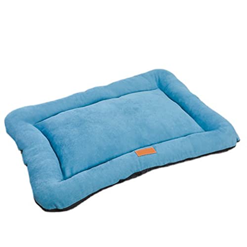 Orthopädisches Hundebett mit abnehmbarem Bezug mit Reißverschluss, bequem, warm, aus Cord, für Katzen und Hunde, rutschfest, beruhigend, Größe L, Blau