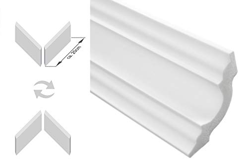 Zierleisten Sparpaket E-14-NK | inkl. vorgefertigte Ecken | leicht und stabil | extrudiertes Styropor | Stuckprofile | modern weiß | dekorativ | XPS | 50 x 50 mm | 30 Meter + 4 Ecken