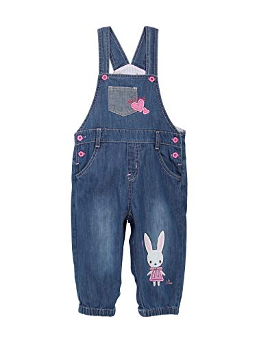 Baby Mädchen Jeans Latzhose Strampler Overall Weiche Baumwolle Denim Hose Dünn für Frühling Sommer Cartoon Pink Häschen Größe 80/86