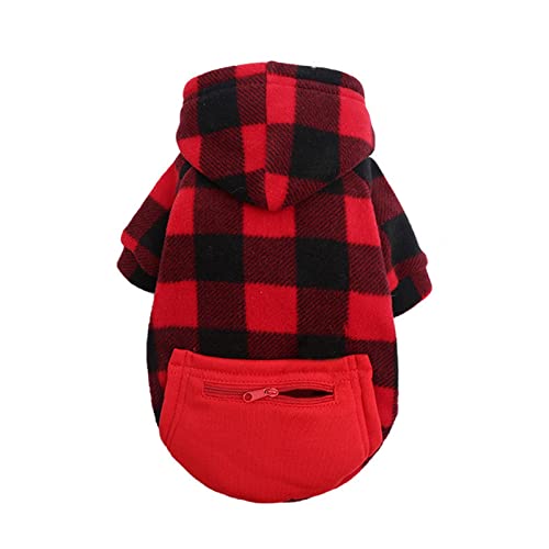 Christmas Pet Pullover Hooded Sweater Pet Check Printing Sweater Dogs Cats Check Printing Sweater Pet Dressing Supplies Winter Sweater 6 Sizes Pet Clothes for Medium Dogs Boys (Red, S) (Color : Red,