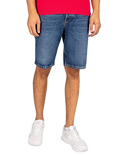 Superdry Mens Vintage Straight Jeans-Shorts, Palms Dark Blue, 36