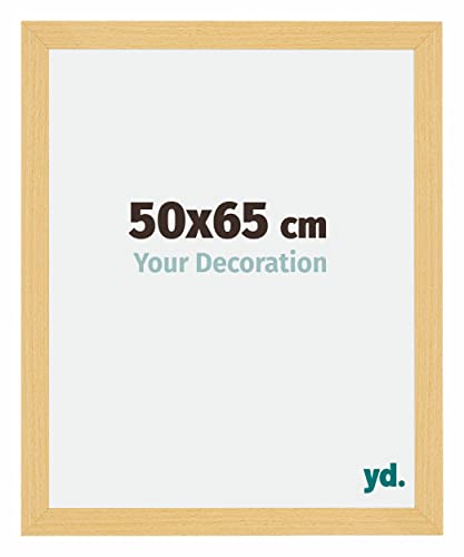 yd. Your Decoration - Bilderrahmen 50x65 cm - Bilderrahmen aus MDF mit Acrylglas - Antireflex - Ausgezeichneter Qualität - Buche Dekor - Mura