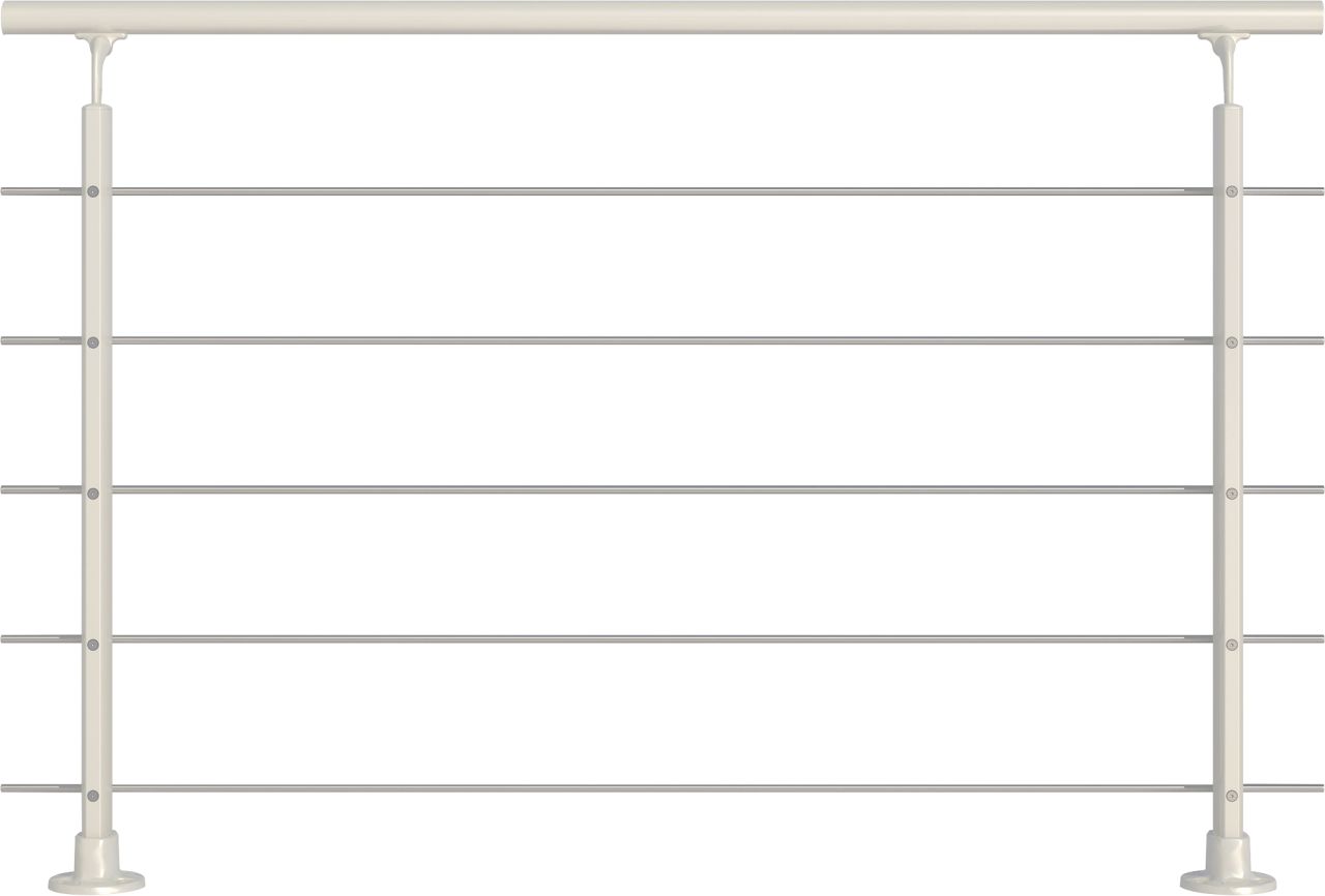 Dolle Geländerset weiß mit Edelstahlstäben für Bodenmontage