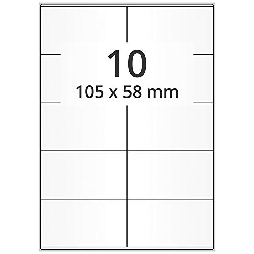 Labelident Laser-Etiketten auf DIN A4 Bogen - 105 x 58 mm - 5000 Papieretiketten weiß, matt, selbstklebend, 500 Blatt