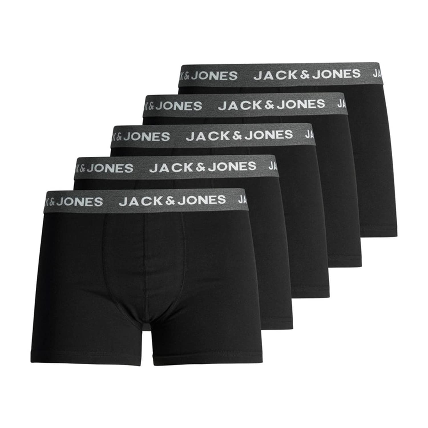 JACK & JONES Herren JACHUEY Trunks 5 Pack, Dark Grey Melange/Black & Blac, S