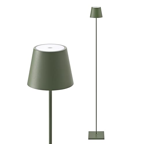 SIGOR Nuindie - Dimmbare LED Akku-Stehlampe Indoor & Outdoor, Höhe 120cm, aufladbar mit Easy-Connect, 24 h Leuchtdauer, Tannengrün