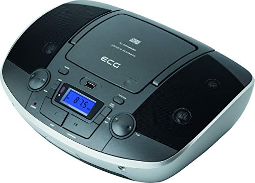 ECG CDR 1000 U Titan CD-Radio mit USB - CD, CD-R/RW; MP3; AUX-Eingang; 30 Tuner-Vorwahlen; LCD-Anzeige mit Hintergrundbeleuchtung; Fernsteuerung Grau-Silber