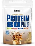 WEIDER Protein 80 Plus Eiweißpulver, Toffee-Karamell, Low-Carb, Mehrkomponenten Casein Whey Mix für Proteinshakes, 500g