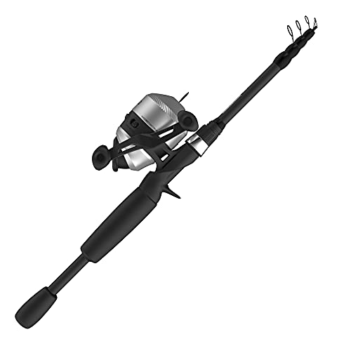 Zebco 33 Spincast Reel und Teleskop Angelrute Combo, ausziehbar 57 cm bis 180 cm Teleskop-Angelrute E-Glas Quickset Anti-Reverse Angelrolle mit Bissanzeiger, Silber/schwarz