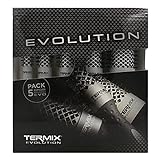 Termix Evolution Basic. Professionelle, thermische Rundhaarbürste mit ionisierter Hochleistungsfaser, speziell für mitteldickes Haar. Set mit 5 Haarbürsten. grau, schwarz