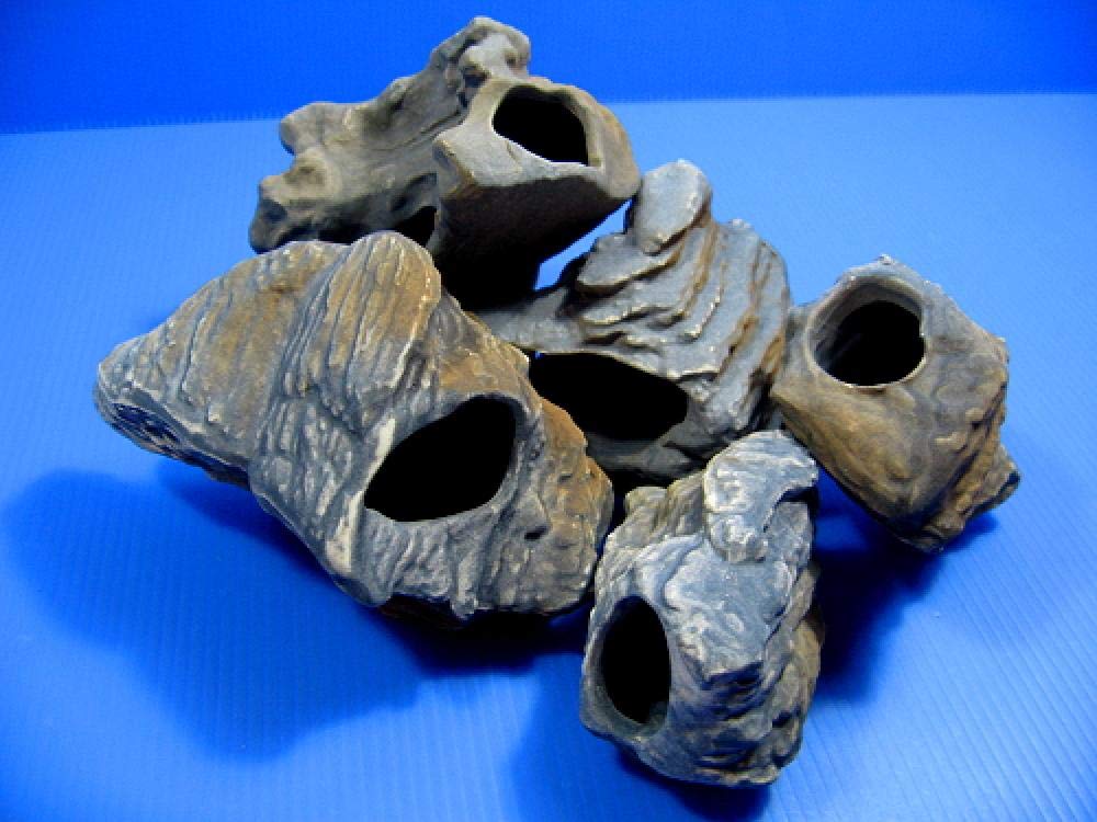 Gulunmun Ornamente Für Aquarien Cichlid Stones Keramik Aquarium Rock Cave Dekoration Für Aquarium Ornament Cave Decor 5 Größen-Weiß Alle 5 Pcs