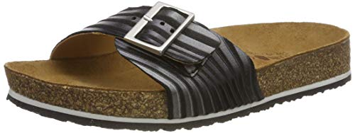 HAFLINGER Bio Gina Leder Pantolette Sandale Schwarz (886), Gr 38