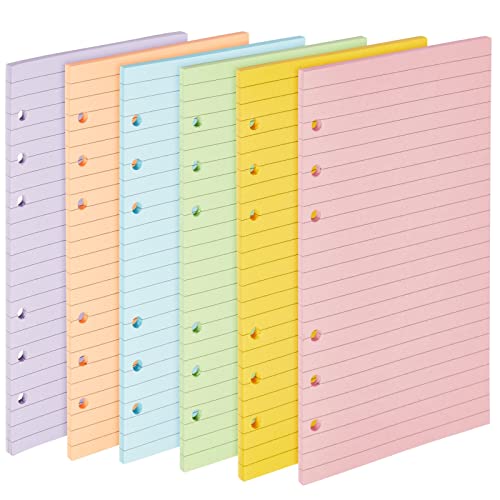 Liniertes Binderpapier, A5, 6 Locher (6 Farben, 240 Blatt)