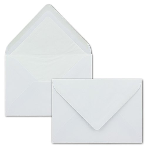 500 Briefumschläge in Weiss mit weißem Innenfutter - Kuverts in DIN B6 Format - 12,5 x 17,6 cm - Seidenfutter - Nassklebung