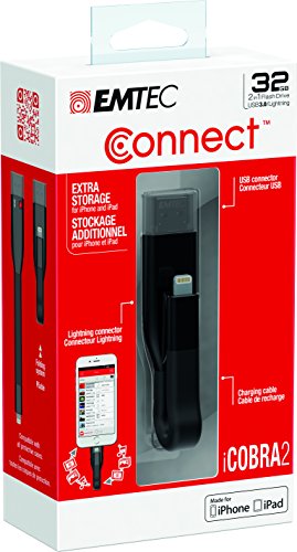 Emtec - Flash-Laufwerk Lightning-Stick iCobra2 USB 3.0 32 GB EMTEC, Thumb Drive USB-Speichererweiterung kompatibel mit iPhone/iPad/Computer (Apple MFI-zertifiziert)