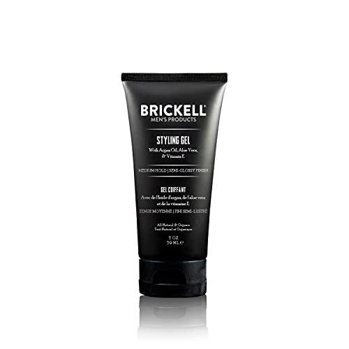 Brickell Men's Styling Hair Gel, Natural and Organic, All Day Hold for Glossy Style, 59ml, Naturally Scented