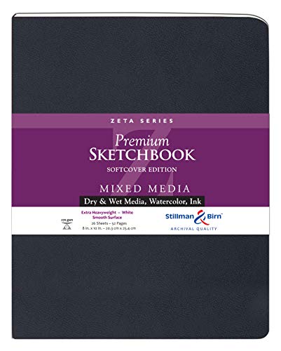 Stillman & Birn Zeta Serie Softcover Skizzenbuch, 20,3 x 25,4 cm, 270 g/m² (extra schwer), weißes Papier, glatte Oberfläche