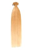 100 x 0,5g x 45cm Mittelblond Nr. 24 glatte indische Remy 100% Echthaar U-tip Extensions / Echthaar-Strähnen / Haarverlängerung mit gratis Zubehör