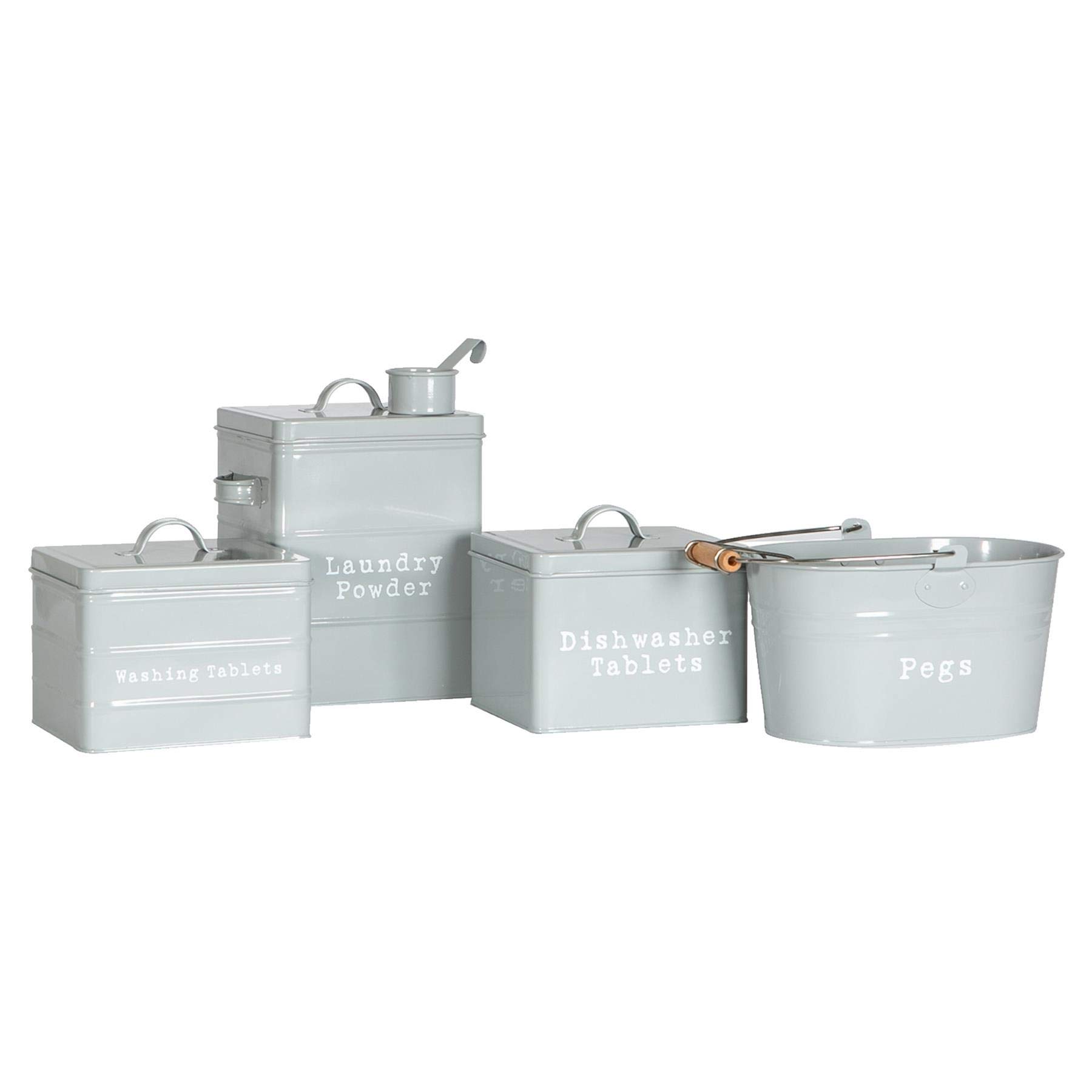 Harbour Housewares 4 x Vintage-Metall-Mehrzweckraum Lagerung Kanistern - Industrie Stil Tins - cm - Grau