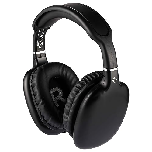 Intempo EE7041BLKSTKEU7 Bluetooth Metall Kopfhörer - Over Ear Kopfhörer mit drahtloser Verbindung, verstellbarer Kopfbügel, drahtlose Reichweite bis zu 25m, Freisprechen, 12 Stunden Spielzeit, Schwarz