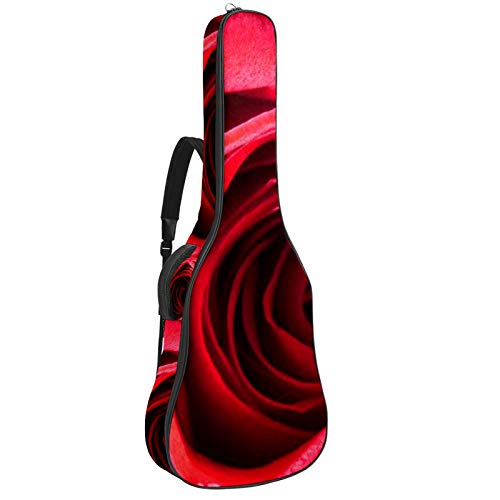 Gitarren-Gigbag, wasserdicht, Reißverschluss, weicher Gitarren-Rucksack, Bassgitarre, Akustik- und klassische Folk-Gitarre, rote Rose Blossom Flower