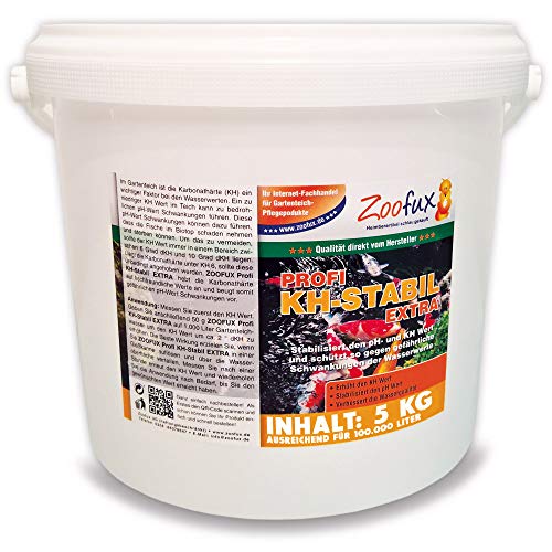 ZOOFUX Profi Gartenteich KH-Stabil EXTRA (GRATIS Lieferung in DE - Hebt die Karbonathärte an und beugt somit gefährlichen pH-Wert Schwankungen vor. Jetzt direkt vom Hersteller), Inhalt:6 kg