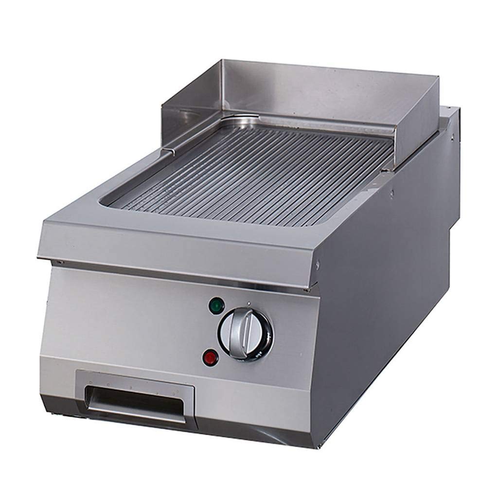 Maxima Gastro Grillplatte Einzel - Chrom - Gerillt - Elektrisch - 400 x 700 mm tief - mit Spritzschutz - 4500 Watt - Heavy Duty