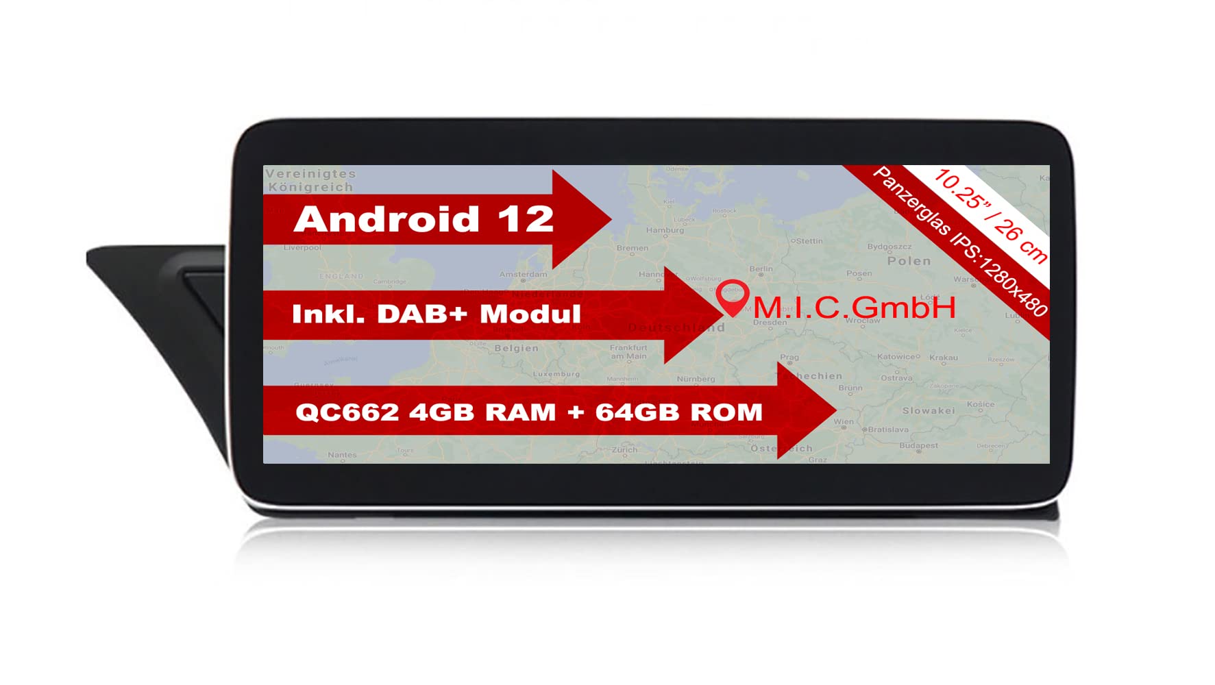 M.I.C. A4L Android 12 Autoradio mit navi Qualcomm Snapdragon 662 4G+64G Ersatz für Audi A4 S4 RS4 A5 S5 RS5 Concert Symphony Radiosystem 2009-2017:SIM DAB Plus Bluetooth 5.0 WiFi 10.25" IPS