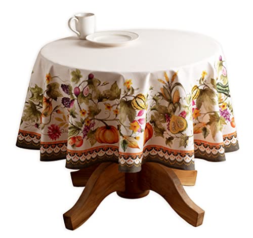Maison d' Hermine Tischdecke aus 100% Baumwolle, für runde Tische, Bauernhoftisch, Party, Hochzeit, Erntedankfest, Weihnachten (160 cm Durchmesser)