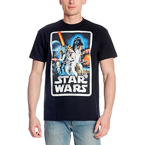 Star Wars Elbenwald T-Shirt Retro Movie Poster Frontprint für Herren schwarz - XL