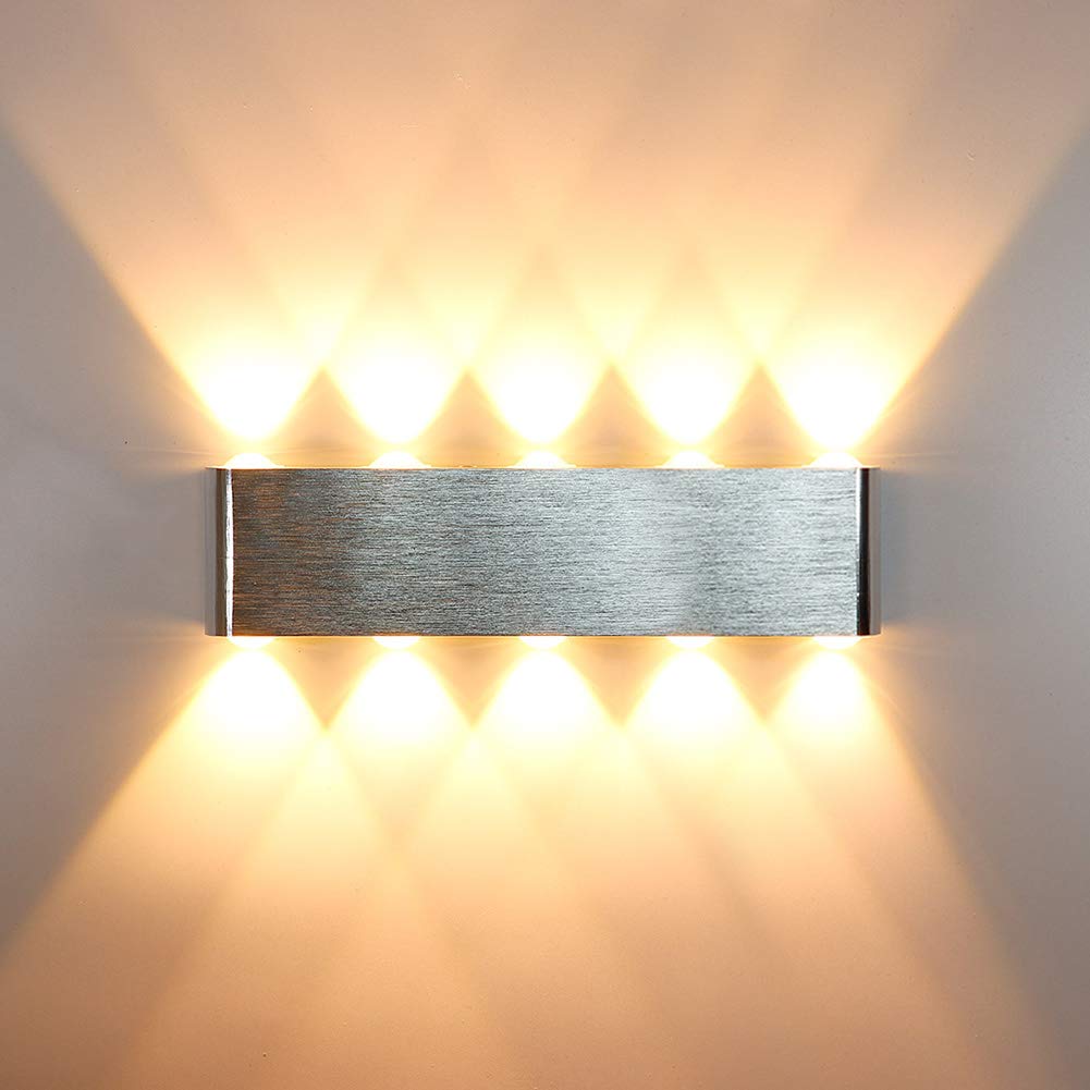 HAWEE Modern LED Wandleuchte Innen Wandlampe LED Up Down Aluminium für Schlafzimmer, Flur, Wohnzimmer, Treppe, KTV, 10W Warmweiß