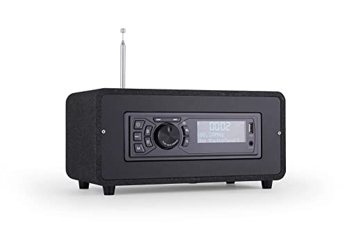 AOVOTO BEA103-028 LCD-Bildschirm FM/DAB+ Radio/Bluetooth/USB/AUX IN Hellschwarzes Radio mit Fernbedienung und Dual-Alarm-Modus