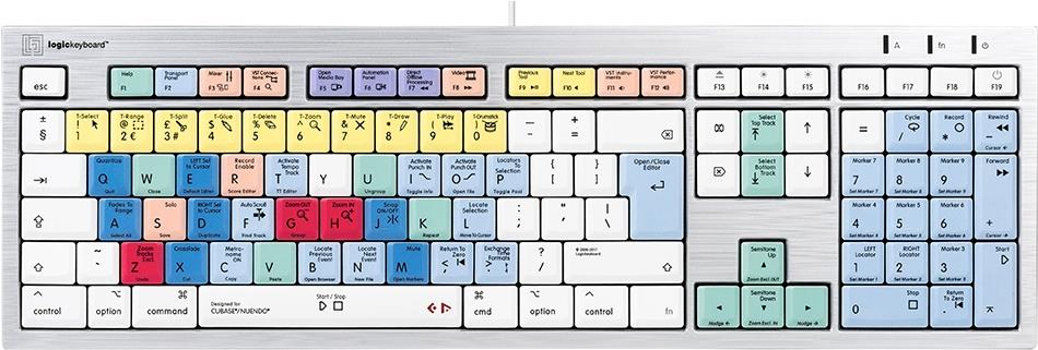 LogicKeyboard LKB-CBASE-CWMU-UK Tastatur, Steinberg Cubase/Nuendo ALBA UK, Mac Silber/Weiß/Bunt