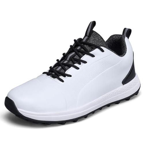 NGARY Golfschuhe Herren Spikeless atmungsaktive leichte Golf Schuhe dämpfende Bequeme Golf Turnschuhe,White b,42 EU