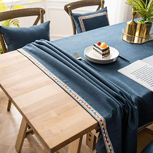 XQSSB Wachstuch Tischdecke Abwaschbar Dick Haltbar Pflegeleicht Garten Zimmer Tischdekoration Blau 140 × 160cm