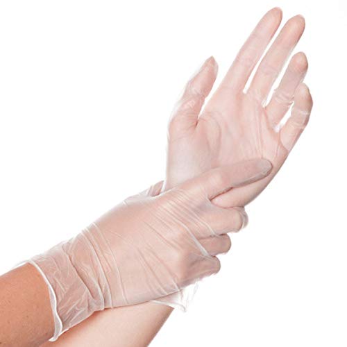 Vinyl-Handschuh, Top-Einweghandschuh, Einmal-Vinylhandschuh, Untersuchungshandschuh, reißfest, gepudert, weiß oder blau, Farbe:weiß, Größe:S