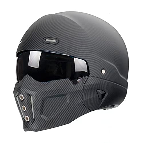 Woljay Offener Helm Integralhelm Motorradhelm Modulare Helme für Unisex-Adult Straße Fahrrad Kreuzer Roller DOT ECE genehmigt (Large,Matte Kohlefaser)