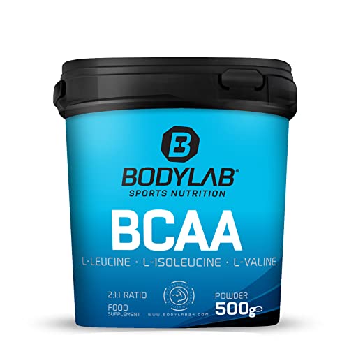 Bodylab24 BCAA Powder 500g, BCAA Pulver hochdosiert, Leucin, Isoleucin und Valin im Verhältnis 2:1:1, Branch-Chain Amino Acids, ideal zum Zumischen zu einem Proteinshake oder Wasser, geschmacksneutral