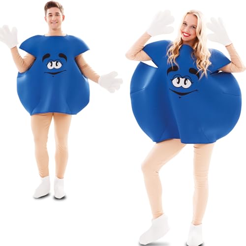 Krause & Sohn Schokolinse Kostüm Sweet Candy für Erwachsene Gr. M/L Gruppenkostüm Paarkostüm Fasching Karneval lustige Kostüm Süßigkeit (Blau)