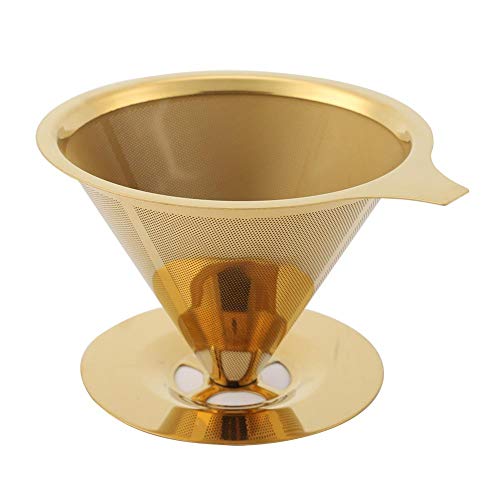Kaffeefilter, tragbarer Edelstahl Titan Gold Gießen über Kaffeetropffilter mit Tassenständer und Griff Kaffeetropfer für Zuhause, Büro, Reise Camping