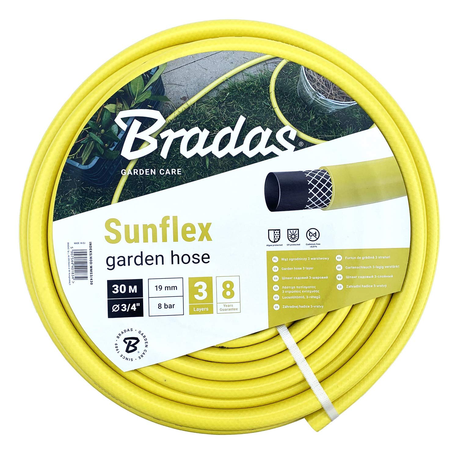 Bradas WMS3/430 Gartenschlauch 30 m, 3/4 Zoll Sunflex, gelb, 40 x 40 x 25 cm
