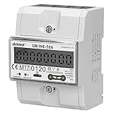 ORNO OR-WE-516 Stromzähler Hutschiene 3-Phasen-Anzeige des Stromverbrauchs mit MID Zertifikat, Modbus Kommunikationsprotokoll, 0,25A - 80A, 3 x 230V/400V, 50/60Hz, 1000 imp/kWh