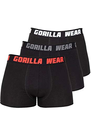 Gorilla Wear Boxershorts 3-Pack - atmungsaktive leichte Bequeme Unterhose mit Logo aus Baumwolle Spandex ansprechende Passform eng funktionell, XL