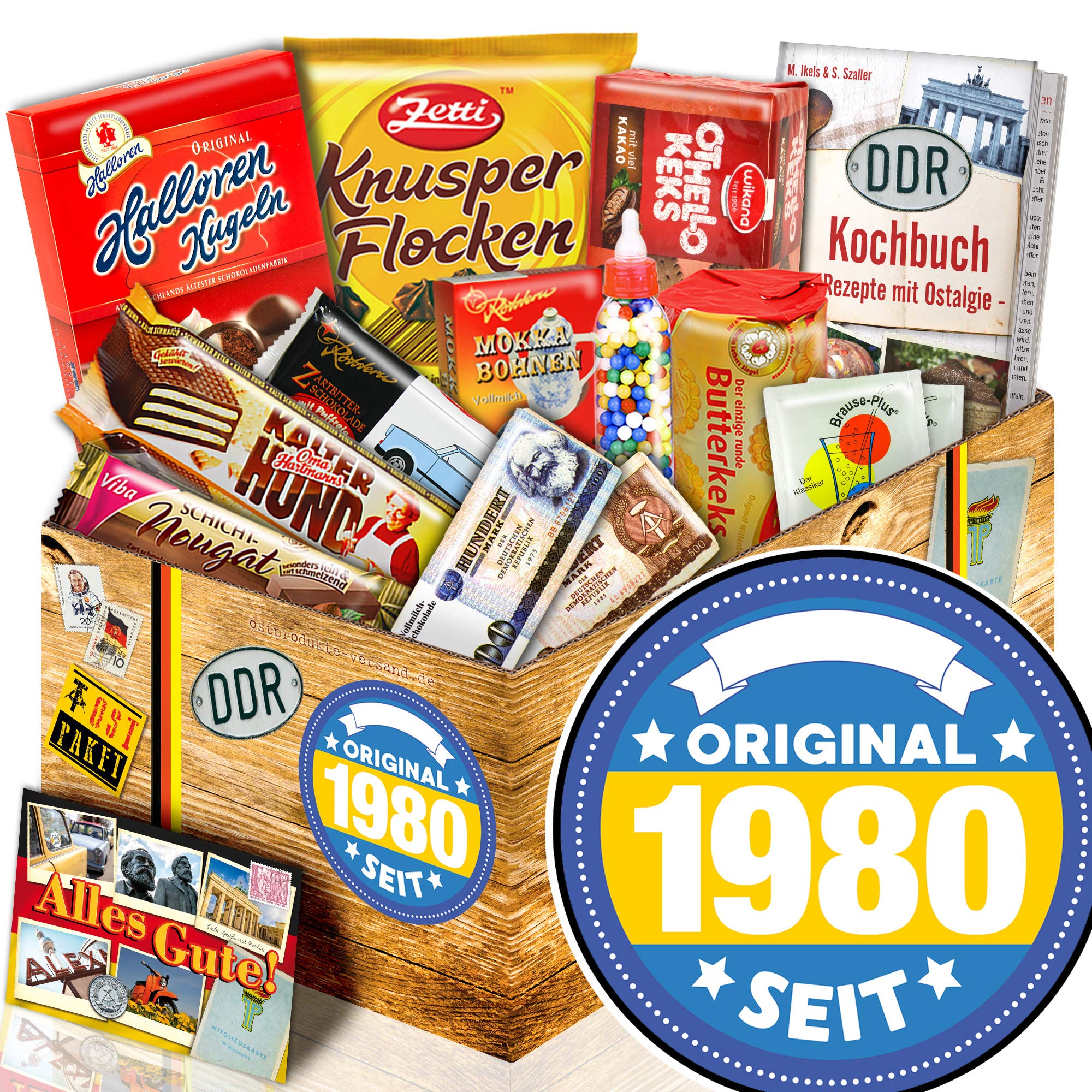 ostprodukte-versand Original seit 1980 - Süßigkeitenbox mit DDR Waren - 1980 Geschenk Geburtstag